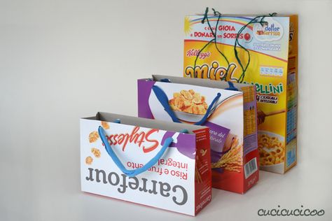 8 environmentally friendly alternatives to regular gift wrap Cereal Decor, Cereal Box Craft Ideas, Diy Cereal Box Ideas, Diy With Cereal Boxes, Upcycling Cereal Boxes, Eco-friendly Upcycled Bags From Recycled Materials, Homemade Gift Bags, Cereal Box Craft, Recycle Cardboard Box