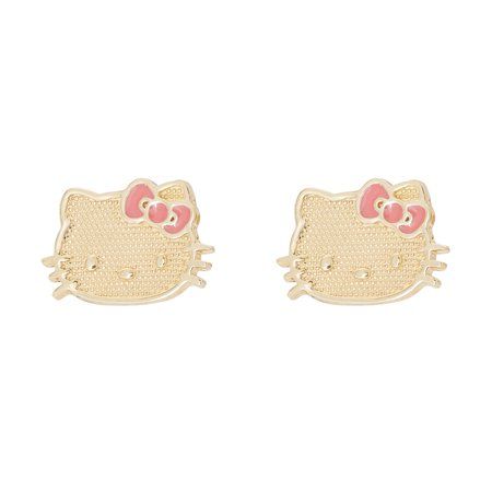 Hello Kitty - Hello Kitty 10kt Yellow Gold with Pink Bow Stud Earrings For Girls - Walmart.com - Walmart.com Gold Hello Kitty, Hello Kitty Gifts, Hello Kitty Earrings, Hello Kitty Jewelry, Crystal Logo, Earrings For Girls, Gold Earrings For Women, Womens Earrings Studs, Hello Kitty Items