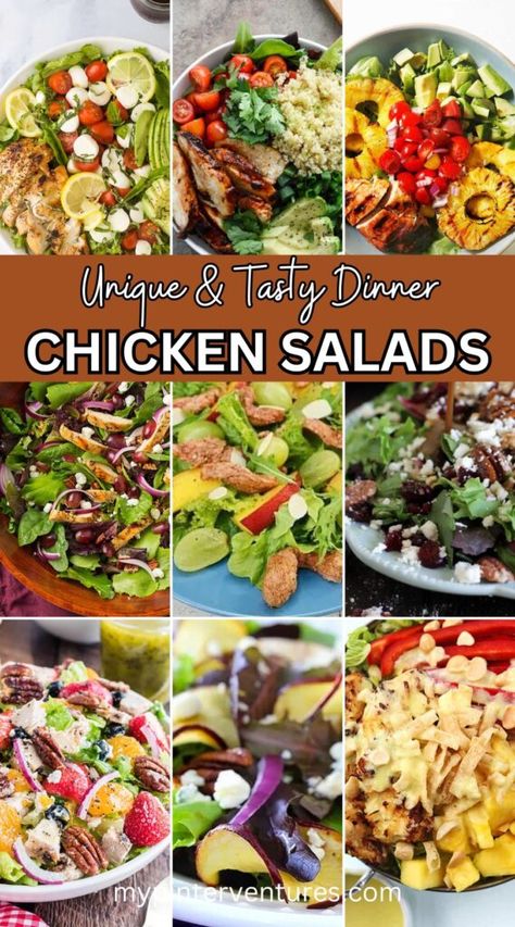 Unique and Tasty Chicken Dinner Salads Recipe Roundup - Pina Colada chicken salad, Strawberry Salad, Honey Chipotle Salad, Sriracha Lime Salad, and more! #salad #chickensalad Restaurant Chicken Salad Recipe, Chipotle Salad, Salad Strawberry, Dinners Chicken, Lime Salad, Best Chicken Salad Recipe, Awesome Chicken, Chicken Salads, Light Dinner Recipes