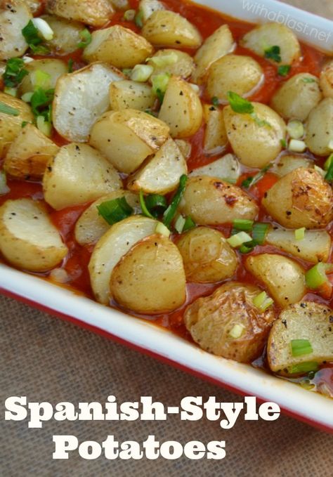 Tender, crisp-skin Potatoes in a delicious, thick Tomato Sauce to serve as a side dish to just about any main meal { @picknpay Potatoes used } Bill And Sookie, Spanish Side Dishes, Potato Tomato Recipe, Potato Side Dishes, Oven Dishes, Potato Dishes, Tomato Recipes, Side Recipes, Back Together