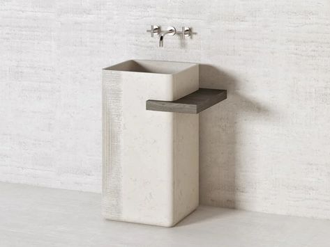 Freestanding natural stone washbasin MERIDIAN PS45 by Davani Stone Washbasin, Free Standing Sink, Natural Stone Bathroom, Bathroom Freestanding, Pedestal Sinks, Sink Units, Wash Stand, Stone Bathroom, Pedestal Basin