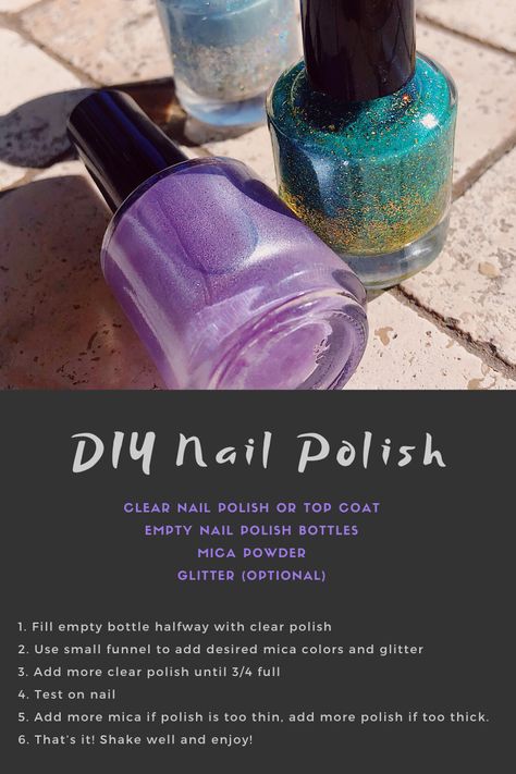 How To Make Nail Polish, Nail Polish Rings Diy, Irridescent Nails, Homemade Alternatives, Homemade Nail Polish, Nail Polish Crafts Diy, Empty Nail Polish Bottles, Nail Polish Tutorial, Ideas For Short Nails