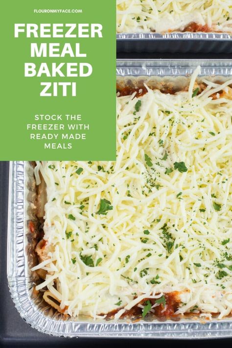 Pasta Freezer Meals, Meals Made With Ground Beef, Freezer Baked Ziti, Stock The Freezer, Meals For Busy Families, Ready Made Meals, Baked Ziti With Ricotta, Beef Freezer Meals, Postpartum Meals