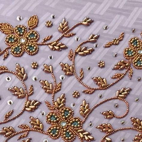 Copper Bead Aari Work Blouse, Heavy Aari Work Blouse Designs, Aari Blouses, Leaf Pattern Design, Churidar Neck, Peacock Embroidery Designs, Peacock Embroidery, Leaves Pattern Design, Eagle Images