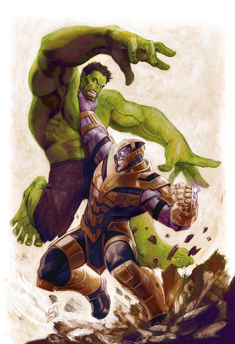 Thanos Vs Hulk, Thanos Art, Marvel Wolverine, Marvel Comics Funny, Hulk Comic, Drawing Superheroes, Thanos Marvel, Marvel Comics Superheroes, The Incredible Hulk