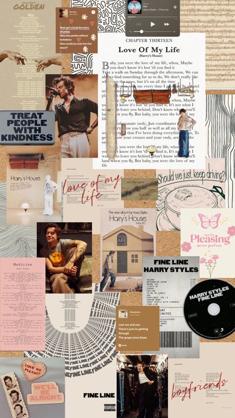 Collage Wallpaper Ipad, Harry Styles Collage Wallpaper, Harry Styles Collage, Harry Styles Lockscreen, Harry Styles Fine Line, Harry Styles Poster, Harry's House, Pink Wallpaper Girly, Collage Wallpaper