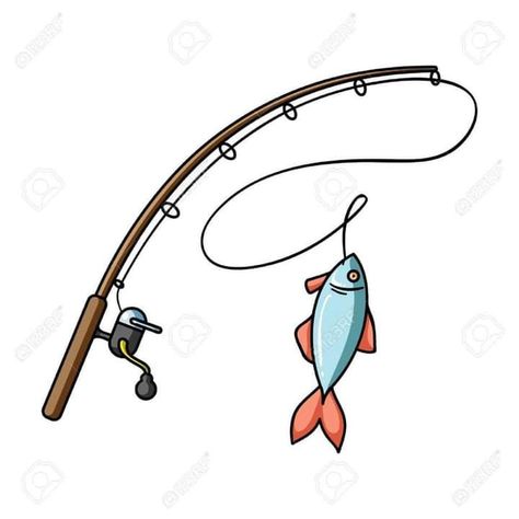 Fishing Rod Tattoo, Fish Clip Art, Diy Fishing Rod, Drawn Fish, Fish Icon, Cartoon Fish, Fish Drawings, Fathers Day Crafts, Fishing Pole