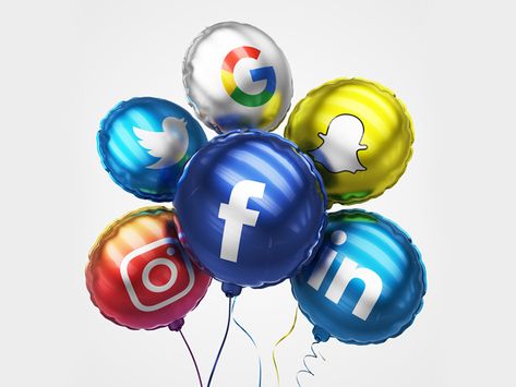 Social Media Balloons by Motionblurstudios Social Media Theme Party, Crafter Logo, Social Media Party, Teen Birthday, Balloon Design, Helium Balloons, 3d Projects, 10th Birthday, 3d Animation