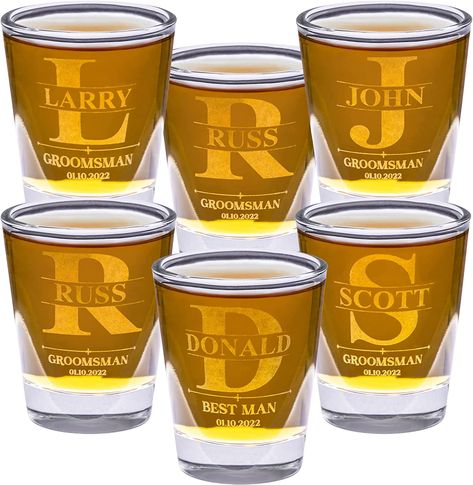 Custom Groomsmen Shot Glasses Set of 3 to 6-1.5 oz Glasses. Great for Bachelor Party Favors or Wedding Gift Custom Drinking Glasses, Bachelorette Shot Glasses, Groomsmen Shot Glasses, Groomsmen Glasses, Wedding Best Man, Personalized Shot Glasses, Man Drinking, Groomsmen Gifts Unique, Custom Shot Glasses