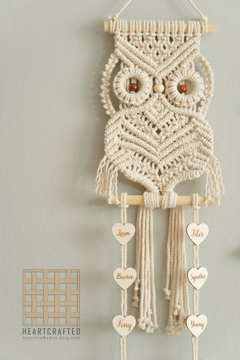 Baby Boy Wall Decor, Macro Ideas, Boho Modern Decor, Macrame Owls, Boy Wall Decor, Wall Macrame Hanging, Boho Baby Boy, Boys Wall Decor