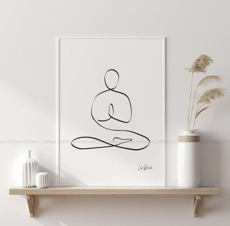 Yoga Printable, Yoga Kunst, Yoga Drawing, Large Wall Prints, Arte Yoga, Yoga Lotus, Yoga Wall Art, Yoga Poster, Lotus Yoga