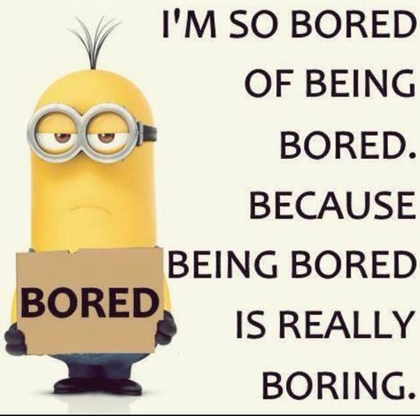 I'm so bored!!! Bored Meme, Minions Images, Minion Mayhem, Funny Minion Pictures, Funny Day Quotes, Minion Pictures, So Bored, Funny Minion Quotes, Minion Quotes