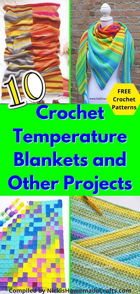 Year Long Projects, Crochet Temperature Project Ideas, Temperature Knitting Projects, Year Long Craft Projects, Year Crochet Project, Crochet Temperature Scarf, Crochet Year Projects, Unique Temperature Blanket, Temperature Project Ideas