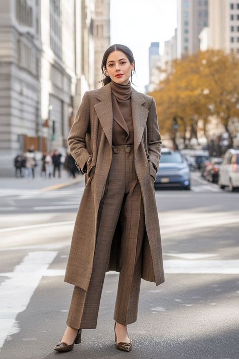 Elevate Your Winter Wardrobe: 17 Chic Work Outfits to Stay Stylish in the Cold Casual Winter Outfits For Women Over 30, Wool Trousers Outfit, Wool Pants Outfit, Peacoat Womens Outfit, Fashionable Work Outfits, Fine Knit Sweater, Long Overcoat, Denim Jacket With Dress, Sweater Layering