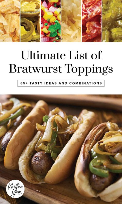 Brat Bar, Bratwurst Toppings, Bratwurst Dinner, German Bratwurst, Grilled Bratwurst, How To Cook Brats, Grilled Brats, Brats Recipes, Non Sandwich Lunches