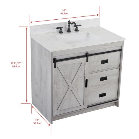 Stone Vanity Top, Engineered Stone Countertops, Stone Vanity, Hidden Shelf, Quartz Vanity Tops, Barn Style Doors, White Quartz Countertop, Bathroom Decorating, Set Of Drawers