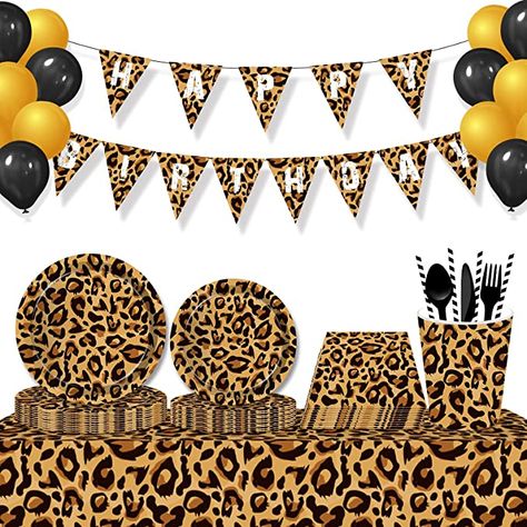 Cheetah Birthday Decorations, Leopard Party Decorations, Leopard Birthday Parties, Cheetah Birthday Party, Cheetah Birthday, Leopard Print Party, Leopard Birthday, Jungle Party Decorations, Leopard Party