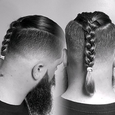 Undercut Braid, Viking Haircut, Braids With Fade, Men With Long Hair, Braids Men, Braids With Shaved Sides, Viking Braids, Viking Hair, Beard Hairstyle