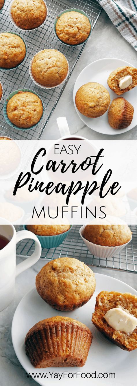 Muffins Carrot, Carrot Muffins Easy, Carrot Pineapple Muffins, Vegetarian Muffins, Pineapple Muffins, Delicious Muffins, Carrot Muffins, Healthy Muffins, Breakfast Snacks