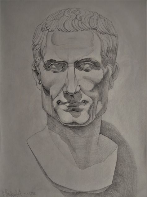 Bust Drawing, Julius Caesar, Male Sketch, Drawings, Art