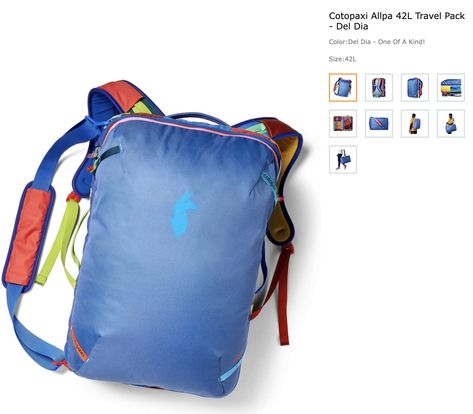 Just in time for Back to School! Cotopaxi Allpa 42L Travel Pack - Del Dia Cotopaxi Allpa 28l, Cotopaxi Backpack, Cotopaxi Allpa 42, Multicolor Nylon Hiking Bag, Cotopaxi Allpa, Osprey Farpoint, Travel Backpack With Removable Pouch, Multicolor, Hip Pads, Travel Pack