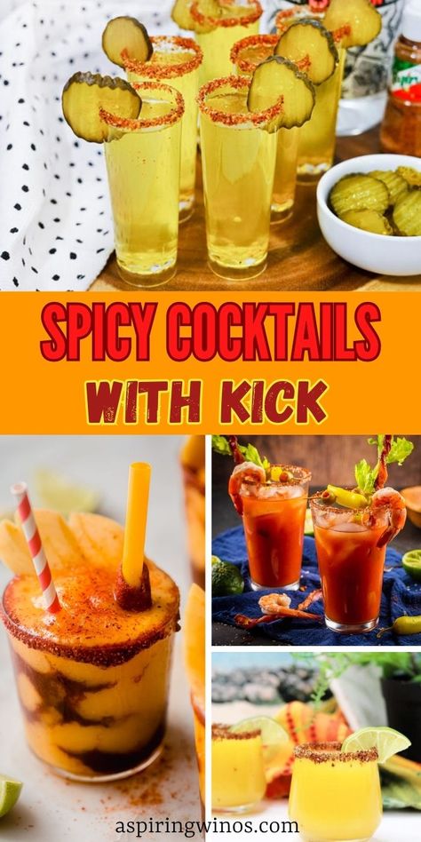 Spicy Cocktails with Kick | Sizzling Hot Spicy Cocktails With Kick | Summer Cocktail Ideas | Cocktails with Heat | Spicy Cocktail Recipes #SpicyCocktails #SizzlingHotCocktails #CocktailRecipes #SummerCocktails #Cocktails Spicy Alcoholic Drinks Recipes, Spicy Alcoholic Drinks, Spicy Drinks Cocktails, Spicy Cocktail Recipes, Spicy Cocktails, Hosting Recipes, Signature Cocktail Drinks, Spicy Drinks, Homemade Honey Mustard