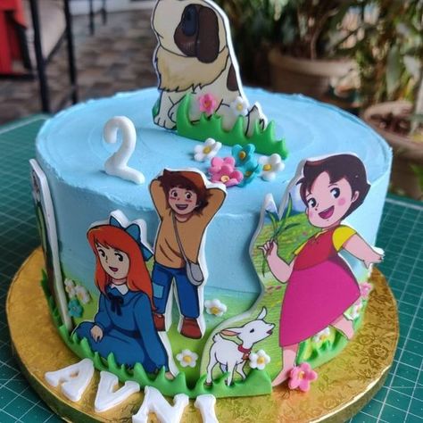 (19) Pink vanilla - Heidi cartoon character theme cake with edible... | Facebook Heidi Cartoon, Pink Vanilla, Cartoon Cake, Edible Printing, Cream Frosting, Theme Cake, Themed Cakes, Cartoon Character, Cartoon Characters