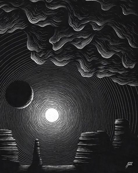 Justin Estcourt on Instagram: “Trying out a spiral effect in my new scratchboard piece. How do you think it turned out?” World Inspiration, Scratch Art, Dark Art Illustrations, Art Pens, Sketch Inspiration, Ink Illustrations, Line Art Drawings, Op Art, Tag A Friend