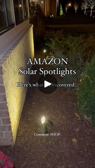 27K views · 108 reactions | 🍋 Comment SHOP for these Amazon outdoor solar spotlights. Here’s what you need to know. ⬇️

* These are bright enough to reflect onto the wall and give a pretty glow to a home and landscape. 
* They need to have full sun exposure in order to fully charge and perform well. 
* They saved me the thousands of dollars I was quoted to light my exterior 

◻️How to shop!
Comment  SHOP  to receive the link in DMs
Click the link in my BIO to Shop my Amazon storefront or my LTK @lemonleafhomeinteriors

Luxe for Less
Interior Styling
Home Decor Finds
Home exterior 
Curb appeal
Landscape lighting 
Amazon home finds

#amazonhome #homedecor #luxeforless #luxuryhome #curbappeal #amazonfinds #founditonamazon #landscapedesign | LemonLeaf Home Interiors | Gotye · Somebody (2024) Front Yard Lighting Ideas, Front Yard Lighting, Backyard Solar Lights, Curb Appeal Landscape, Solar Spot Lights, Yard Lights, Entrance Decor, Amazon Home, Outdoor Solar