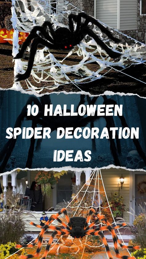 10 Creepy-Crawly Halloween Spider Decoration Ideas Spiders For Halloween, Giant Spiders, Halloween Spider Decorations, Spider Decorations, Giant Spider, Spider Halloween, Hair Raising, Spooky Decor, Halloween Inspiration