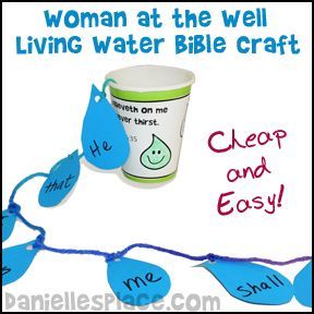 Living water The Women At The Well Craft, Woman At The Well Craft Preschool, Woman At Well Craft, Living Water Craft, Jesus And The Woman At The Well, Woman At The Well Craft For Kids, The Woman At The Well Craft, Woman At The Well Craft, Women At The Well