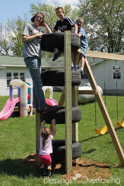 Tire Climbing Tower-can add on to any swing set Climbing Tower, Playground Set, Outdoor Play Areas, Outdoor Play Area, Kids Outdoor Play, Outdoor Play Equipment, Play Spaces, Backyard Playground, Backyard Play