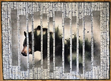 Pattern: Bearly Double Vision Pattern Modern Art Quilt Use | Etsy Wildlife Quilts, Country Quilt, Panel Quilt Patterns, Fabric Panel Quilts, Vision Art, Bear Quilts, Double Vision, Country Quilts, Quilt Border