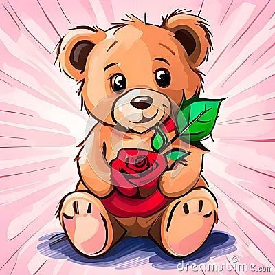 teddy-bear-sitting-red-rose-look-love-his-eyes Cute Teddy Bear Tattoo, Teddy Bear Tattoo, A Rose Tattoo, Bear Sitting, Bear Tattoo, Cute Teddy Bear, Tattoo Sketch, Cute Teddy, Design Drawings