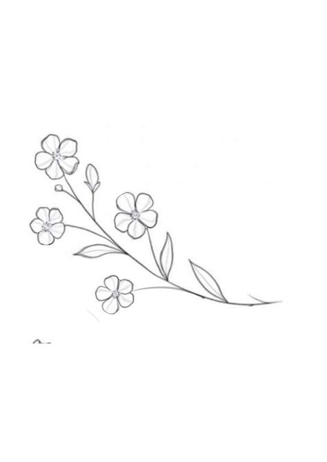 Forget Me Not Flower Line Art, Small Flower Outline Tattoo, Simple Flower Outline Tattoo, Flower Outline Drawing Simple, Dainty Flower Drawing, Simple Floral Outline, Small Flowers Drawing, Simple Flower Tattoo Outline, Flower Outline Drawing