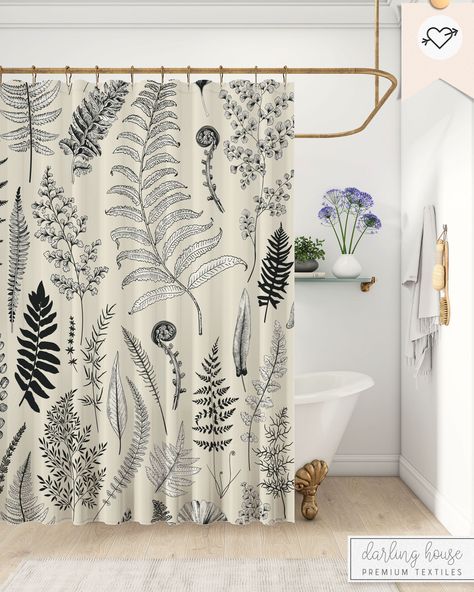 Vintage Inspired Shower Curtain, Woodland Shower Curtain, Modern Victorian Bathroom Shower Curtain, Nature Shower Curtain, Eclectic Cottagecore, Beige Bathroom Decor, Bright Shower Curtain, Forest Bathroom, Cottagecore Bathroom