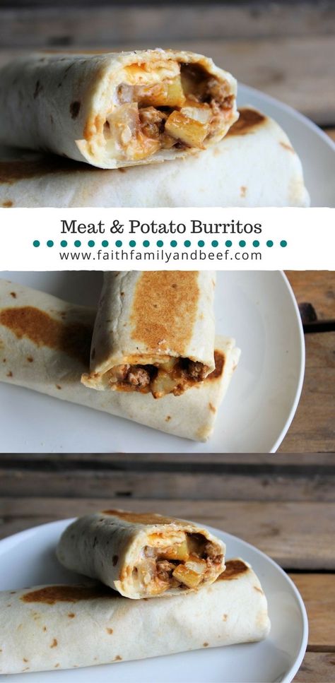 Meat & Potato Burritos Beef And Potato Burrito Recipe, Potato Burrito Recipe, Potato Burritos, Potato Burrito, Tip Roast, Sirloin Tip Roast, Burritos Recipe, Beef And Potatoes, Broth Recipes