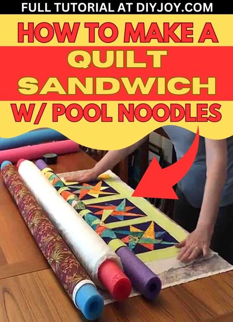 How to Make a Quilt Sandwich Using Pool Noodles via @diyjoycrafts Making A Quilt, Make A Quilt, Pool Noodle, Sewing And Quilting, Quilting Tools, Pool Noodles, Quilting For Beginners, Quilting Tips, Love Sewing