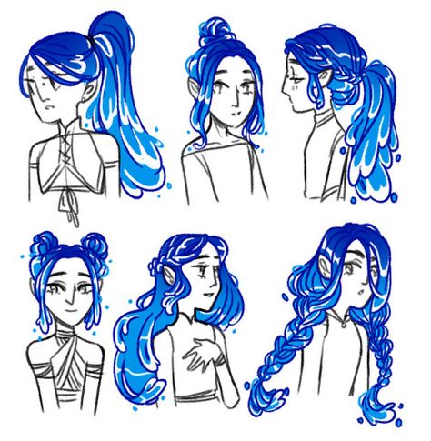 Hair Reference Drawing, Water Genasi, Water Hair, Some Drawings, Hair Sketch, Reference Drawing, Hair Reference, Art Poses, How To Draw Hair