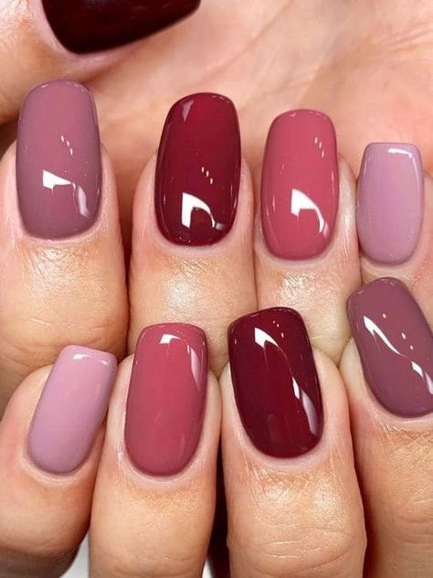 Various shades of mauve nails Mauve Nail Polish, Plum Nails, Mauve Nails, September Nails, Fall Gel Nails, Subtle Nails, Nails Now, Burgundy Nails, Rose Nails