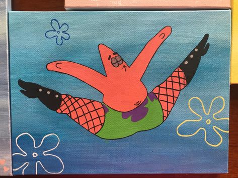 #acrylic #paint #painting #diy #cute #sassy #spongebob #patrick #starfish Funny Painting Idea, Create Tattoos, Canvas For Boyfriend, Simple Painting Ideas On Canvas, Aesthetic Painting Ideas On Canvas, Simple Painting Ideas, Spongebob Drawings, Painting Ideas On Canvas Simple, Spongebob Painting