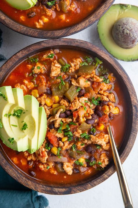 Ground Turkey Taco Soup - The Roasted Root Tortilla Soup Ground Turkey, Ground Turkey Tortilla Soup, Ground Turkey Taco Soup, Ground Turkey Soup Recipes, Soup With Ground Turkey, Soup With Black Beans, Gf Soups, Turkey Taco Soup, Reset Challenge