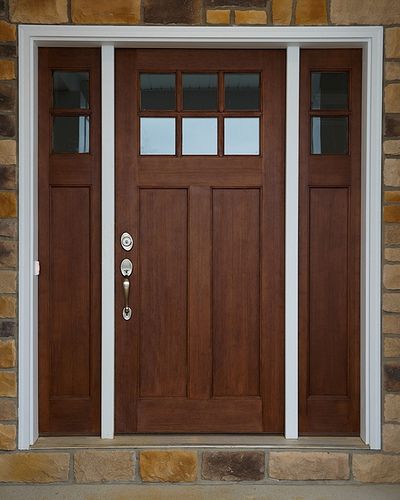 Craftsman Style Front Door | Flickr - Photo Sharing! Craftsman Style Front Door, Craftsman Style Front Doors, Craftsman Front Door, Craftsman Front Doors, Entry Door With Sidelights, Unique Front Doors, Best Front Doors, Craftsman Door, Front Door Paint Colors