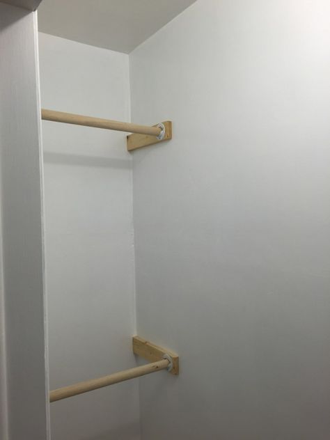 How to Build A Closet You’ll Love | https://merrypad.com/2016/02/02/makeover-normal-closet-into-walk-in-closet/ Diy Clothes Rod, Shoe Shelf In Closet, Closet Built Ins, Closet Rods, Boys Closet, Clothes Rod, Pallet Couch, Wall Closet, Build A Closet