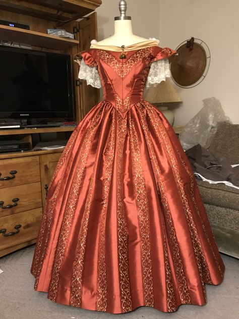 1860 Dress Gowns, Orange Victorian Dress, 1800s Dresses Victorian, 1800s Dresses, Dresses Victorian, 1860s Dresses, 1860s Fashion, Victorian Dresses, 1860 Fashion