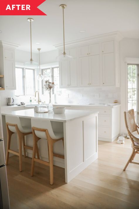 Bedrosians Cloe Tile, Floating Shelves White, Cloe Tile, California Kitchen, Counter Island, White Quartz Countertops, Paint Cabinets White, Modern Floating Shelves, Inset Cabinets