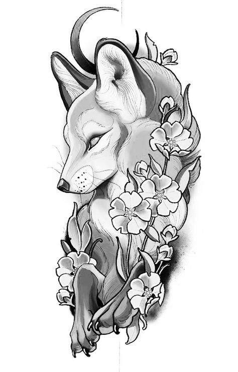 Black And Grey Fox Tattoo, Snow Leopard Tattoo, Leopard Tattoos, Tattoo Practice, Hand And Finger Tattoos, Animal Drawings Sketches, Flash Sheet, Chest Tattoos For Women, Fox Tattoo