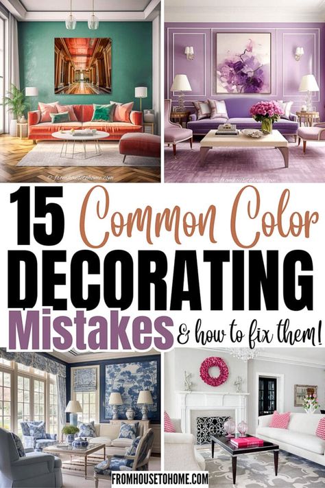 15 Of The Most Common Color Decorating Mistakes (& How To Fix Them) Diy Glam Decor, Painting Ideas For Walls, Ideas For Walls, Architectural Ideas, Color Tips, House To Home, Color Coordination, Trending Paint Colors, Interior Design Games