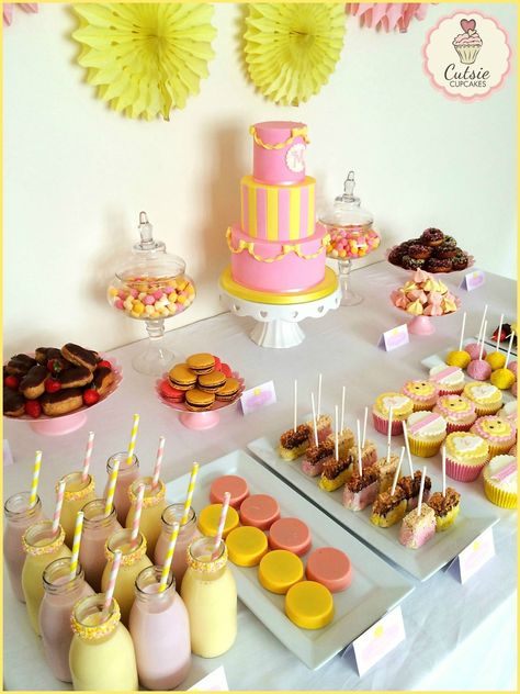 You are My Sunshine Dessert table created for my little 2 year old in her favourite colours, pink and yellow. All nibbles on the table are homemade. Sunshine Dessert Table, First Year Birthday, 2nd Birthday Photos, Dessert Table Birthday, One Year Birthday, Little Miss Sunshine, Dessert Tables, My Sunshine, Birthday Cupcakes