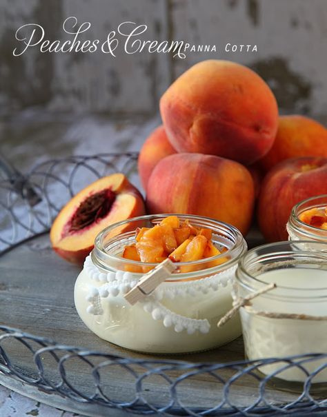 {Recipe} Peaches and Cream Panna Cotta Panna Cotta Recipe, Peaches And Cream, Refreshing Desserts, Peach Recipe, Creamy Desserts, Peaches Cream, Peaches N Cream, Eat Dessert First, Creme Fraiche